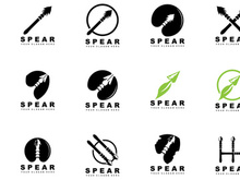 Spear Logo, Hunting Gear Design, Arrow War Weapon, Product Brand Vector