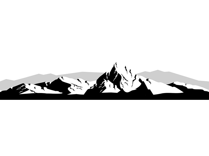 Mountain landscape black silhouette seamless border