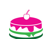 Sweet cake template logo design vector illustration of silhouette with cherries