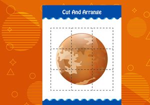 10 Pages Cut and arrange with a planet worksheet for kids. Educational game for children