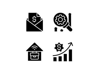 Company management structure black glyph icons set on white space