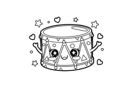 Cute drum set with stars and hearts vector illustration