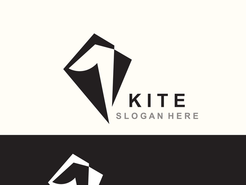 Kite logo design, flying paper kite Flat illustration vector company template