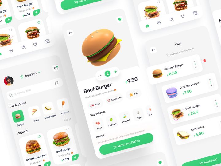 Food delivery Mobile app UI kit Template Design