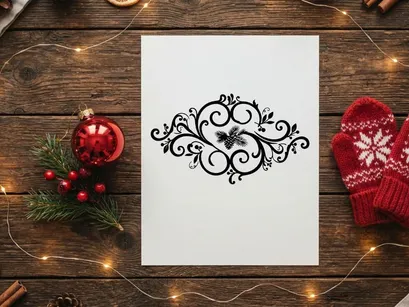 Elegant Christmas Ornament with Snowflake and Swirling Design
