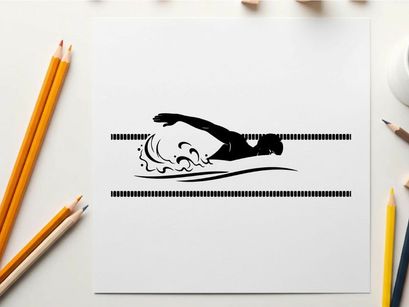 Silhouette of a person swimming in a pool