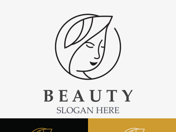 Woman Beauty care logo. Nature face saloon and spa design flat vector preview picture