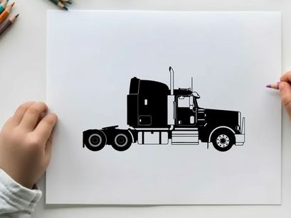 Silhouette of a semi truck with trailer