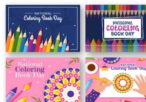 12 National Coloring Book Day Illustration