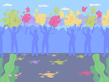 Crowd on Holi party flat color vector illustration preview picture