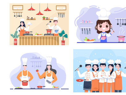16 Chef Is Cooking In The Kitchen Background