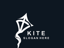 Kite logo design, flying paper kite Flat illustration vector company template