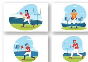 13 American Football Sports Player Illustration