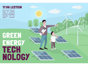 Green energy technology banner flat vector template preview picture