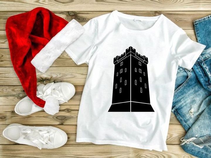 Medieval tower silhouette with crenellations
