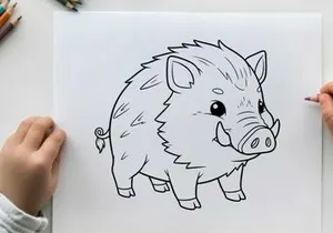Cute pig smiling cartoon vector illustration flat design