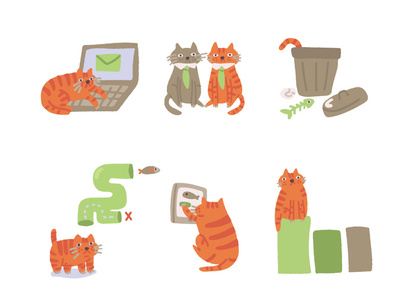 Ginger Cat UX Illustration Set