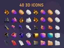 3D Interface rendering Icons