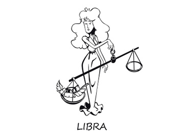 Libra zodiac sign woman outline cartoon vector illustration preview picture