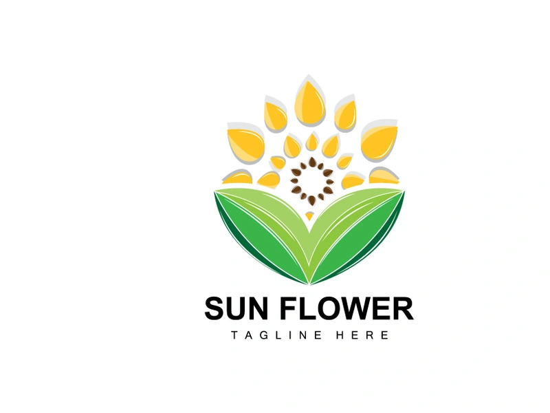 Sunflower Logo Design, Ornamental Plant Garden Plant Icon Vector, Company Product Brand