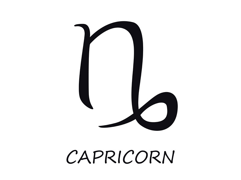 Capricorn zodiac sign black vector illustration