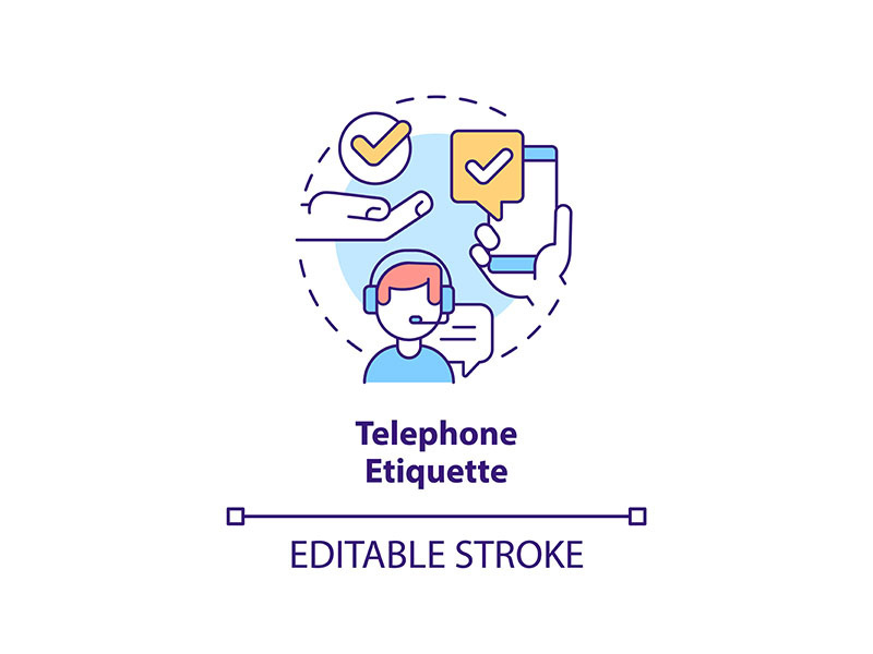 Telephone etiquette concept icon