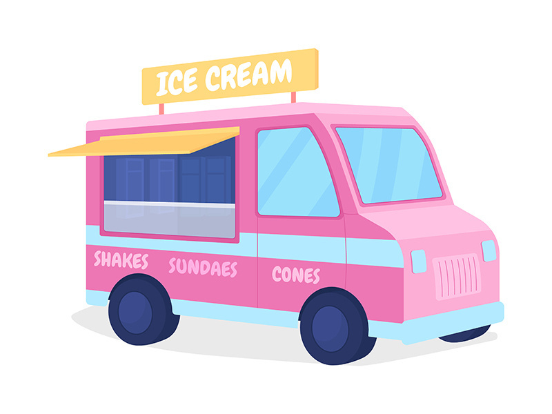 Ice cream truck flat color vector object