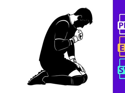 Man kneeling in prayer or contemplation with clasped hands