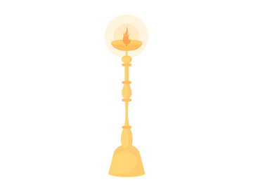 Gold candlestick holder semi flat color vector object preview picture