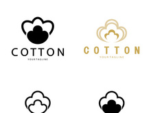 Soft natural organic cotton flower plant logo for cotton plantations, industries,business,textile,clothing and beauty,vector