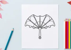 Ilustração de leque de mão com asa de morcego. Estilo gótico, leque dobrável isolado em fundo branco.