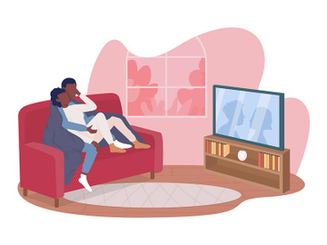 Loving couple in living room vector isolated illustration preview picture