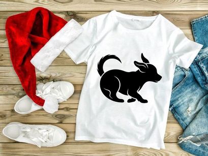 Black Silhouette of a Running Chihuahua Dog