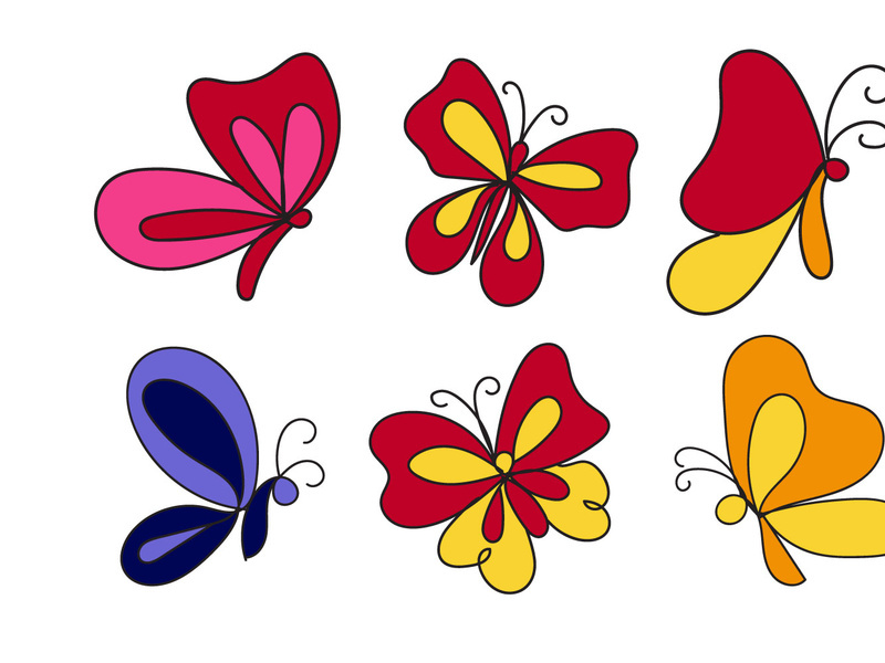 Butterfly Flat Colorful Illustrations