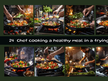 Chef cooking a healthy meal in a frying pan preview picture