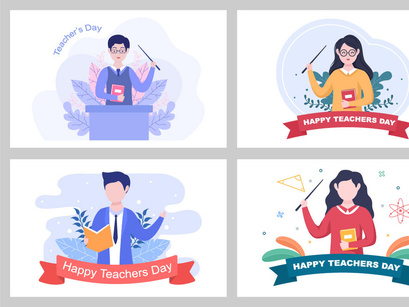 15 Happy Teacher's Day Background Vector Illustration
