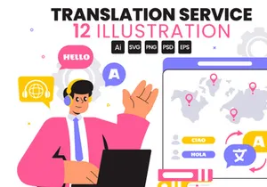 12 Language Translation Service Illustration