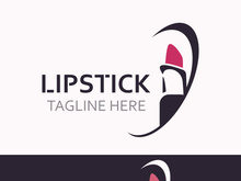Lipstick logo design for makeup fashion shop and beauty vector cosmetic design template
