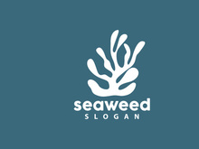 Coral reef logo vector silhouette sea fish habitat simple beautiful sea plants