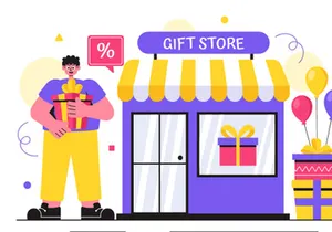 11 Gifts Store Vector Illustration