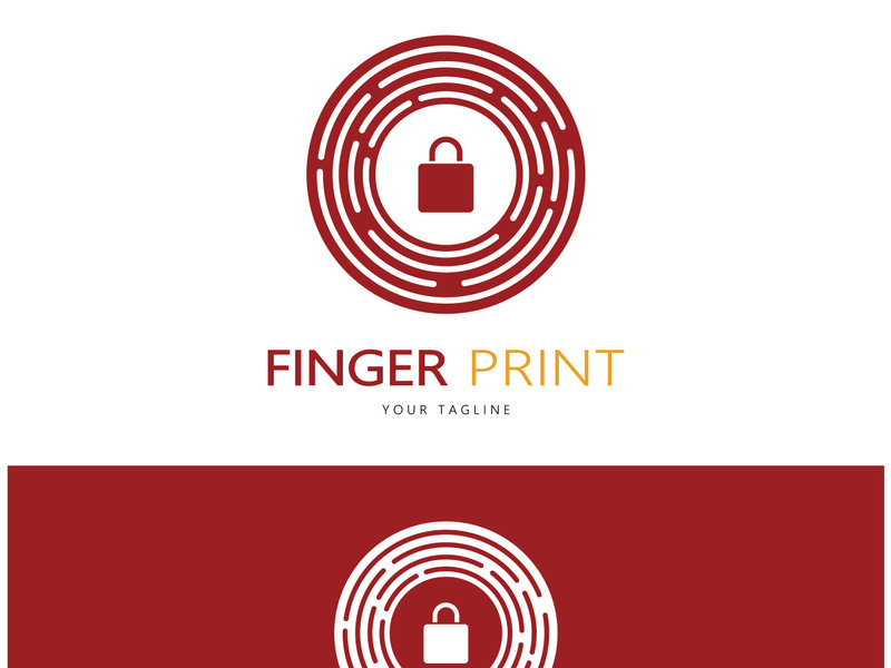 simple flat fingerprint logo,for security,identification,badge,emblem,business card,digital,vector