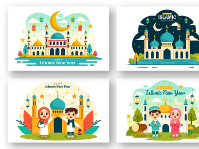 12 Happy Islamic New Year Illustration