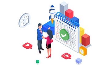 Time management isometric landing page illustration template