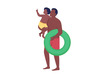 Father with son in swimsuits semi flat color vector character preview picture