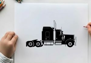 Silhouette of a semi truck with trailer