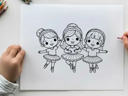 Three ballet dancers holding hands vector illustration