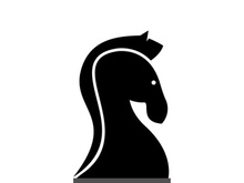 Black Chess Knight Horse Stallion Statue Sculpture silhouette logo design