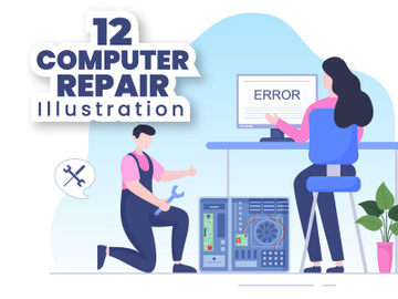 12 Computer Repair or Service Illustration preview picture