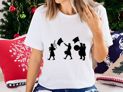 Protest march silhouettes with flags and banners at dusk