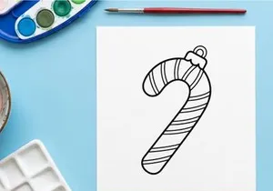 Hand-drawn candy cane icon for festive Christmas holiday celebration designs
